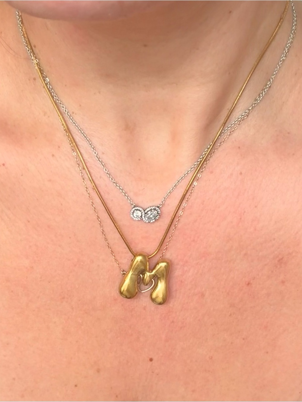 Gold Initial 'M' Pendant Necklace - Layered Women’s Jewelry